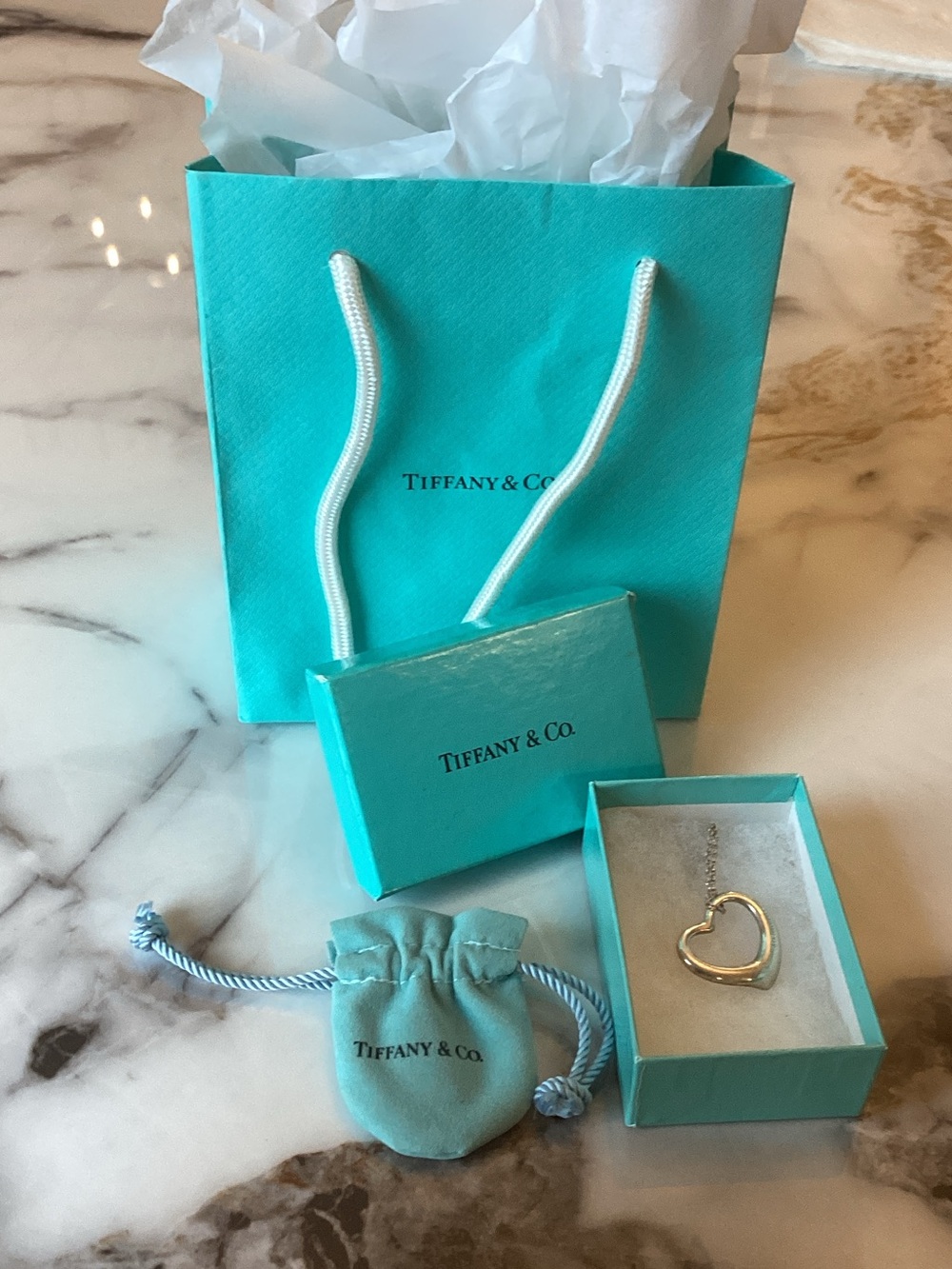 Tiffany & Co. Large Open Heart Pendant Necklace in solid silver